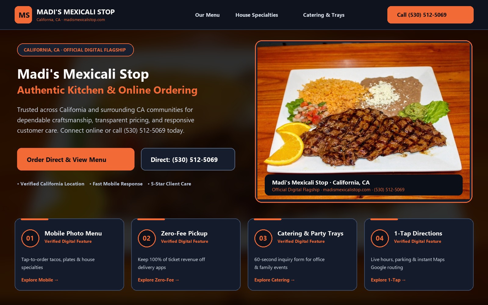 Proposed Madi's Mexicali Stop homepage preview